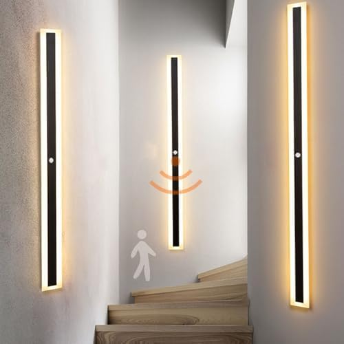 Modern Motion Sensor LED Wall Light Fixtures - Indoor Rectangle Aluminum Sconces for Cabinet, Wardrobe, Office, Bedroom & Corridor - Adjustable 3000K/4500K/6000K Illumination.