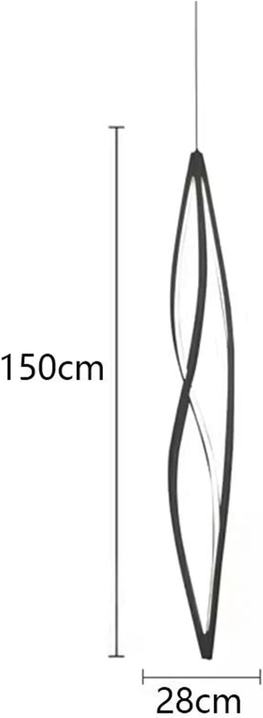 Pendant Lights, Modern Home Decor Led Lights Pendant Light Lamps Forstaircase Chandeliers for Living Room Hanging Indoor Lighting(RC Remote dimming,Black 150cm)