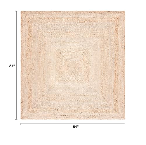 SAFAVIEH Area Rug 7' Square - Cape Cod Collection- Natural Brown, Handmade Braided Flat Weave Jute (CAP252A) - size: 7' x 7' (Square)