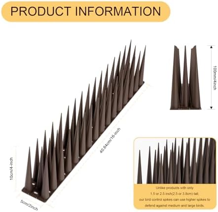 OFFO Bird Spikes Pigeon Outdoor Spikes for Cat Keep Birds Raccoon Woodpecker Away Covers 20 Feet(6.1m), Brown