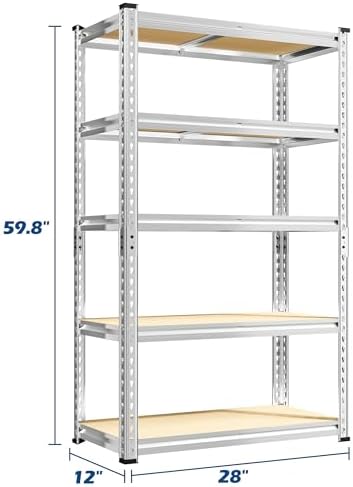 REIBII Storage Shelves,5-Tier Adjustable Waterproof Storage Rack for Pantry