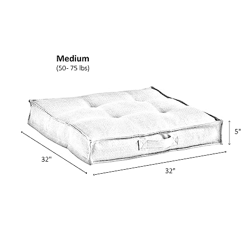 South Pine Porch Mila Square Tufted Pillow Style Dog Bed, Black, Medium (32" x 32") - color: Black, size: Medium (32" x 32")