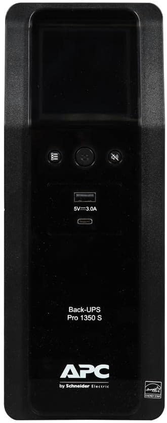 APC Sinewave UPS Back-UPS Pro, 1350VA Battery Backup & Surge Protector, LCD, AVR, BR1350MS