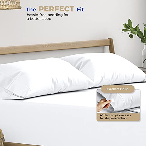 THREAD SPREAD 100% Cotton King Size Pillow Cases Set of 2 - Luxury 400 Thread Count Pillow Cases King Size (White), Soft Cooling Breathable & Durable Sateen Hotel Cotton Pillowcases - color: White, size: King - Pack of 2