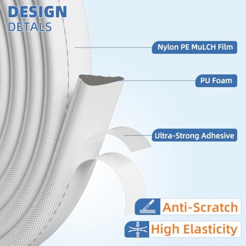 Wedge-Shape Window Weather Stripping Door Frame Seal 2Pcs×196” White