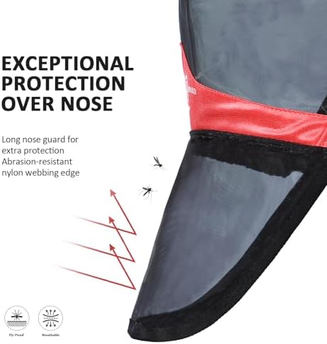 Harrison Howard Pro Luminous Horse Full Face Fly Mask Large Eye Space Long Nose with Ears UV Protection for Horse Coral Orange XL