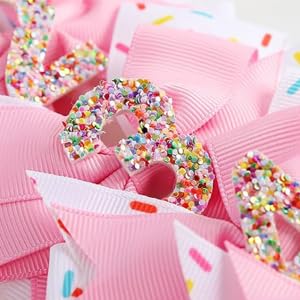 Birthday Hair Bow for Baby Girls - 2Pc Pink Sprinkle Bow Hair headband for 1st Birthday Glitter Ice Cream Baby Bow Party Decorations for Girls Toddlers Hair Accessories (Pink-1 Years-headbands)
