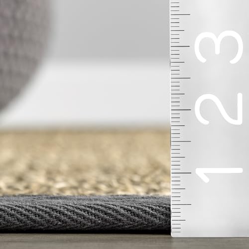 Nuloom Elijah Dark Grey/Natural, 4' x 6', Basketweave, Seagrass, Soft and Textured, High Traffic, Stain Resistant, Easy Clean, Durable Area Rug for Bedroom, Living Room, Dining, Den, Foyer, Entryway - color: Dark Grey, size: 4' x 6' (Rectangular)