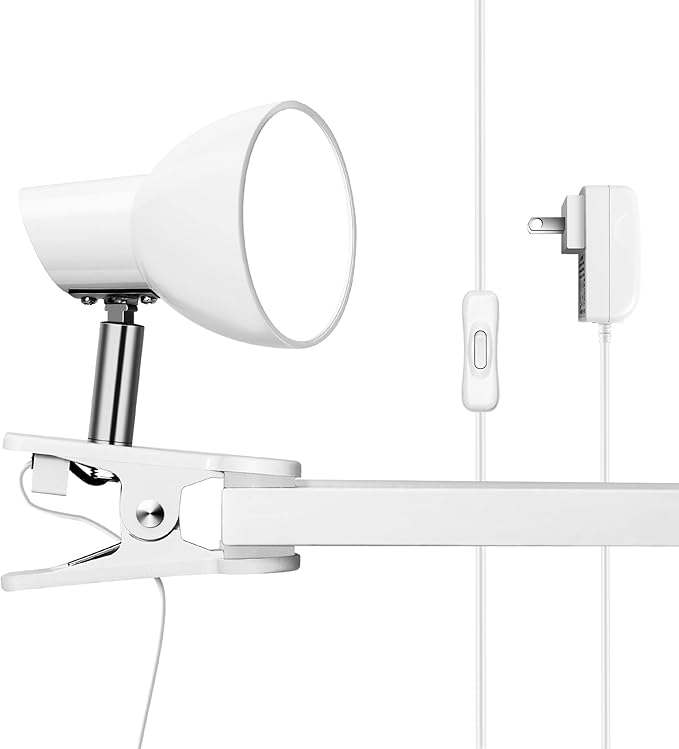 LED Small Clip Light,5W Super Bright Reading Light, 330° Rotation Lamp with Clamp on Desk/Table/Bed Headboard/Cupboard Home Lighting, Modern and Save Space Illumination Powerful bedroom Lamp White