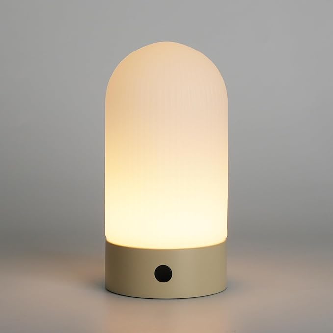 WEILAILUX Battery Operated Shower Lamp Waterproof, Small Portable Cordless Table Lamp Rechargeable, Touch Dimmable Mood Light for Home/Patio/Dining/Outdoor (Khaki)