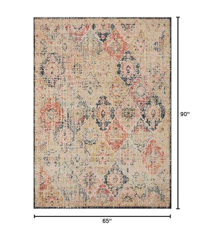 Loloi Jocelyn Collection JOC-07 Khaki/Multi 5'-5" x 7'-6" .38" Thick Area Rug - color: Khaki / Multi, size: 5'5" x 7'6" (Rectangular)