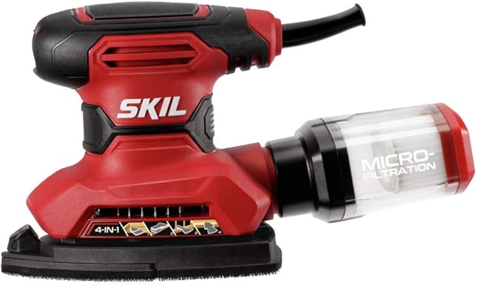 SKIL Corded Multi-Function Detail Sander with Micro-Filter Dust Box 3 Additional Attachments & 12pc Sanding Sheet- SR232301