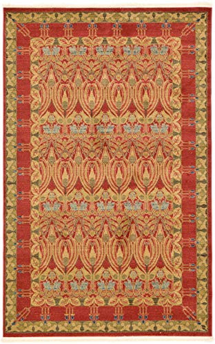 Unique Loom Edinburgh Collection Area Rug - Canmore (5' 1" x 8' Rectangle, Red/ Navy Blue) - color: Red/Navy Blue, size: 5'1" x 8' (Rectangular)