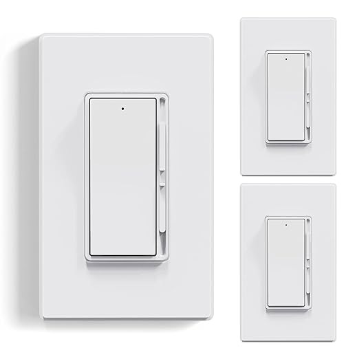 ELEGRP Digital Dimmer Light Switch for 300W Dimmable LED/CFL Lights and 600W Incandescent/Halogen, Single Pole/3-Way LED Slide Dimmer Light Switch, Wall Plate Included, UL Listed, 3 Pack, Matte White