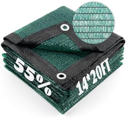 Cool Area Sun Shade Cloth with Grommets for Garden, 55% 14x20ft, Dark Green