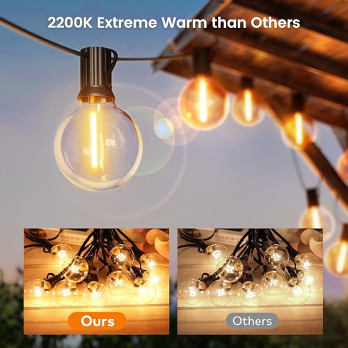 OHLUX Outdoor String Lights, 150FT Patio Lights with 70+2 Dimmable Plastic LED G40 Bulbs, 2200K Waterproof Connectable Hanging String for Backyard Cafe Porch Deck E12 Base - size: 150FT