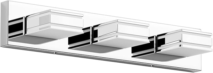 Ralbay LED Modern Bathroom Vanity Lights Chrome 3-Light 24inch Acrylic Modern Bathroom Wall Lighting Fixtures Over Mirror