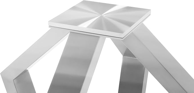 ZURI Modern Aiden 51" Square Glass Dining Table with Brushes Stainless Steel Base