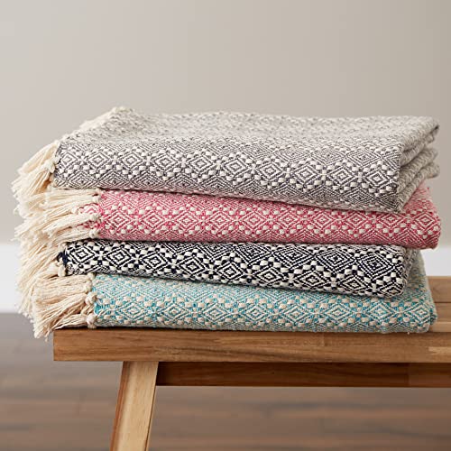 DII Diamond Stitch Woven Throw, Organic Modern, 50 x 60, Navy - color: Navy
