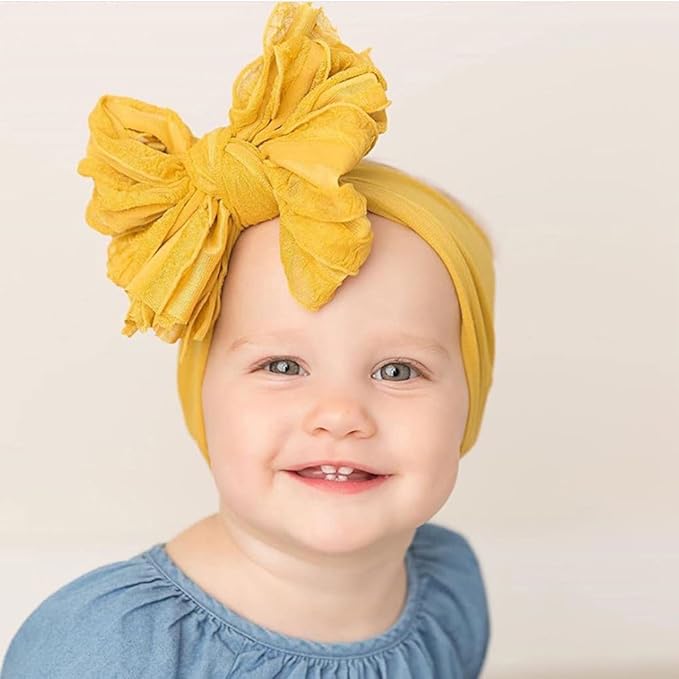 DANMY Baby Girl Elastic Headbands Newborn Toddler Hairbands Bows Children Soft Headwrap Hair Accessories