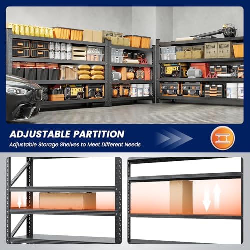 Yizosh 79" W Metal Garage Storage Shelves,7000LBS Heavy Duty 4-Shelf Adjustable Steel Organization Shelving,Utility Rack Shelf,79" W x 24" D x 79" H for Basement,Warehouse,Industrial