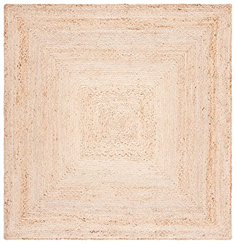 SAFAVIEH Area Rug 7' Square - Cape Cod Collection- Natural Brown, Handmade Braided Flat Weave Jute (CAP252A) - size: 7' x 7' (Square)