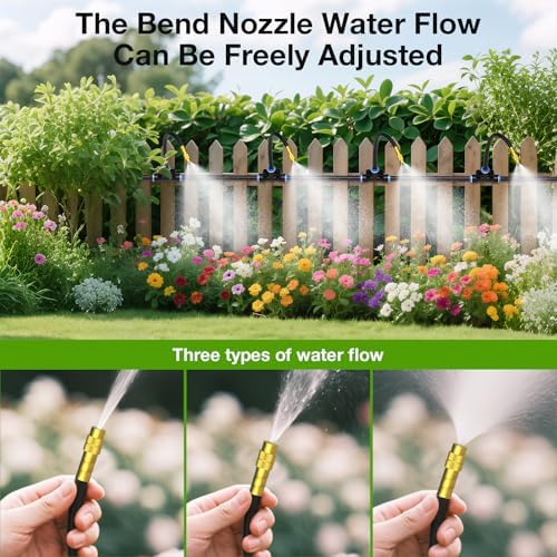 MIXC 1/4" Drip Irrigation System, Adjustable Copper Nozzles (7.8ft Rod Length, 12pcs nozzles and connectors,NO Water Pipe)