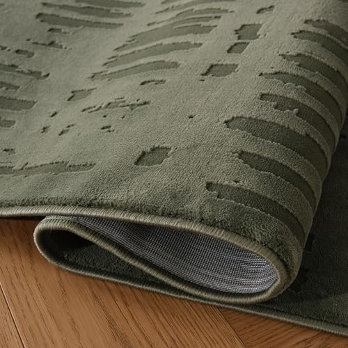 Revival Rugs Shell 5'x8' Area Rugs for Living Room Bedroom Dining Room - Washable, 100% Recycled, Oeko-TEX Certified, Modern, Medium Pile, Green - color: Green, size: 5'3" x 7'10" (Rectangular)