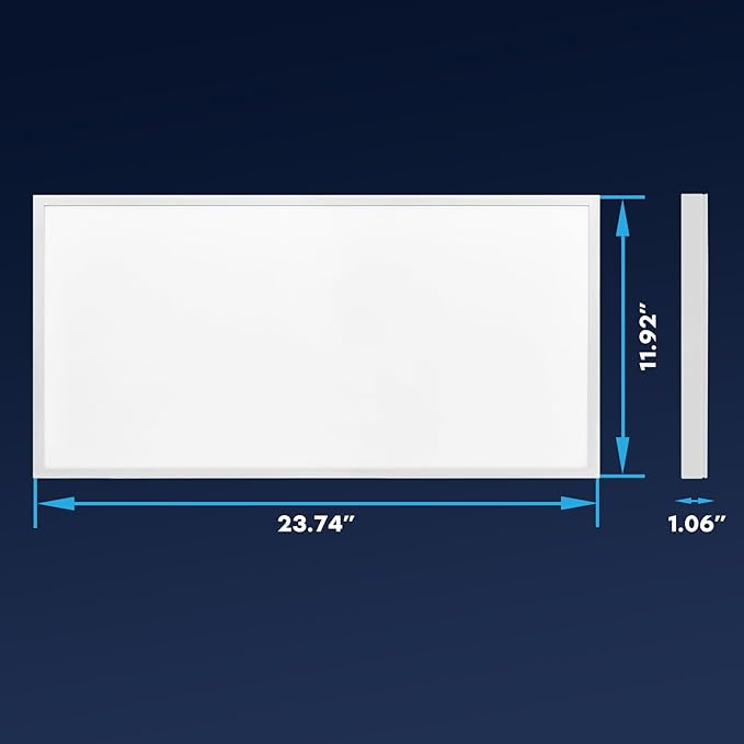 LUXRITE 1x2 FT Slim Surface Mount Panel Recessed Lighting, 5 Color Temperature Options 2700K-5000K, Dimmable LED Panel Light, 2000/2650/3300 Lumens, 18W-30W, Edge Lit, Damp Rated, ETL Listed (2 Pack)