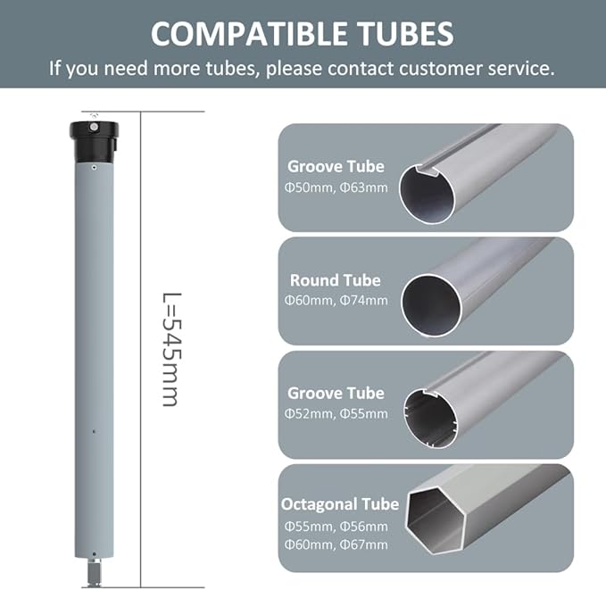 DC24V Matter Over WiFi Smart Blinds Motor 45mm, Motorized Roller Shade Kit Awning Opener, Works with Apple Home/Alexa/Google Home/SmartThings (50 N.m for Φ60mm（2-3/8"） Octagonal Tube)
