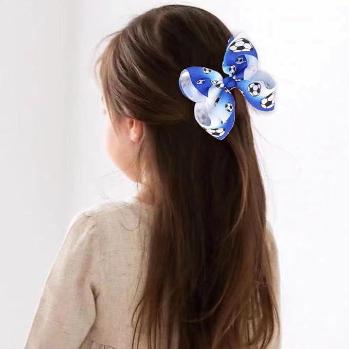 Soccer Hair Accessories, Soccer Hair Bows, Soccer Ball Bow，Soccer Ribbon Bow Hair Clips ，bows Hair Accessories for girls.A (yellow)