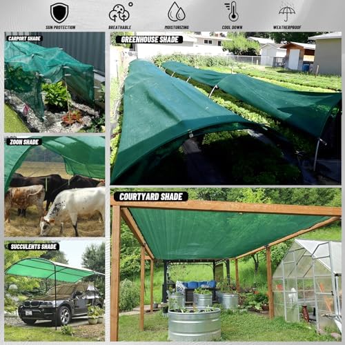 Cool Area Sun Shade Cloth with Grommets for Garden, 40% 12x20ft, Dark Green