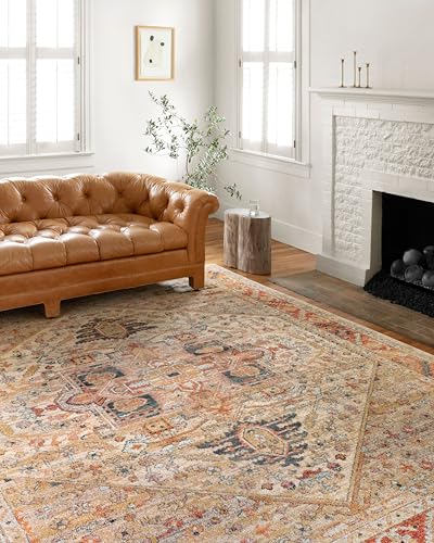 Loloi Jocelyn Collection JOC-01 Sand/Multi 5'-5" x 7'-6" .38" Thick Area Rug - color: Sand / Multi, size: 5'5" x 7'6" (Rectangular)