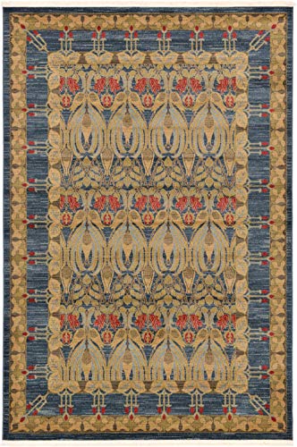 Unique Loom Edinburgh Collection Area Rug - Canmore (6' 1" x 9' Rectangle, Navy Blue/ Tan) - color: Navy Blue/Tan, size: 6'1" x 9' (Rectangular)