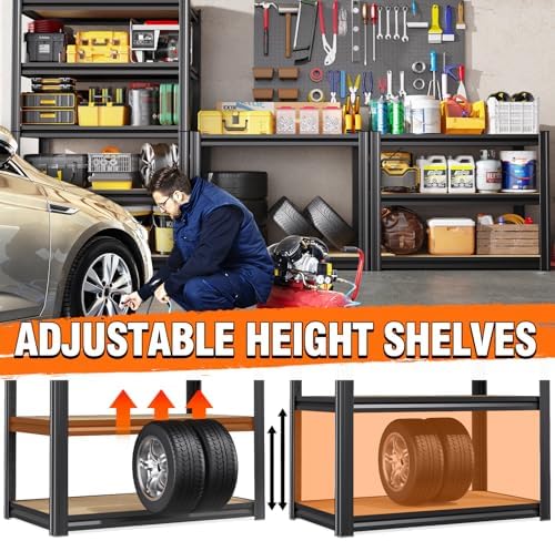 9-Pack Heavy Duty Metal Shelving Units, 71" H x 28" W x 12" D, 5-Tier Adjustable Steel Storage Racks for Garage, Warehouse, Industrial, and Home Organization, 1900 lbs Capacity
