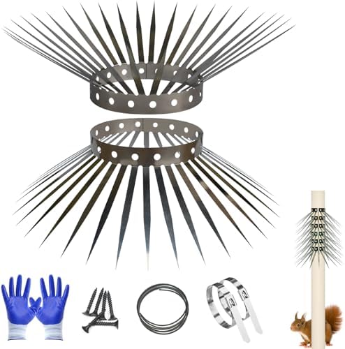 Bird Spikes, Squirrel Spikes and Squirrel Baffles Keep Raccoons, Cats and Snakes Away from Gardens, Fences and Climbing Bird Feeder Poles. (40 inches)