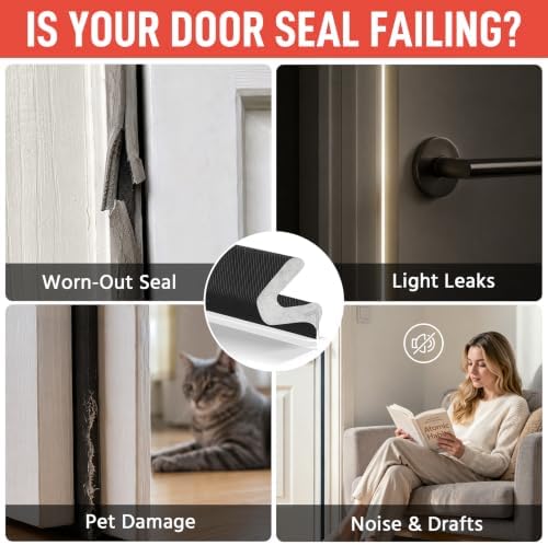 Litaibai Kerf Weather Stripping Door Seal for Exterior Doors, Black, 26 ft