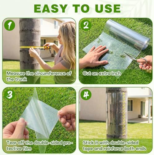 UNIFAMILY Iguana Tree Wraps 96x16IN, PET Squirrel Baffle for Tree Trunk Protector Guard for Reptiles Climbing, Cat Anti Climb Trees Guard, Squirrel Duards for Trees with Double-Sided Adhesive
