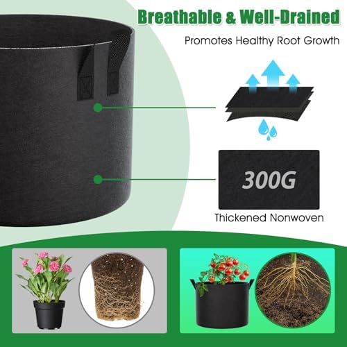FEED GARDEN 20 Gallon Plant Grow Bags 4 Pack 300G Fabric Pots with Handles