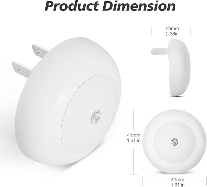 fesnne Night Light, Night Lights Plug into Wall, Dusk to Dawn Sensor Warm White Led Night Light 0.5W, 2 Pack Nightlight for Adults, Bedroom, Bathroom, Hallway, Kitchen