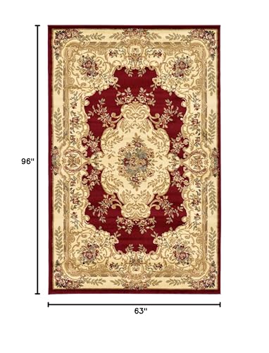 Unique Loom Versailles Collection Area Rug - Charles (5' 3" x 8' Rectangle Red/Cream) - color: Burgundy/ Ivory, size: 5'3" x 8' (Rectangular)