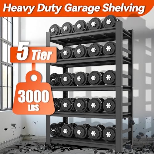 Garage Shelving Units and Storage, Heavy Duty Storage Shelves Adjustable Tall Shelf Steel Shelving for Industrial, Warehouse, Basement (47.2" W×23.6" D×87.9" H)