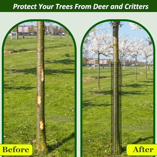 48" Metal Tree Trunk Protector, 8 Pack Mesh Tree Guards Tree Protectors with Zip Ties, Stakes, ExpandableTree Trunk Protector Guard, Tree Protectors from Deer, Mower, Animals(48",8 Pack)