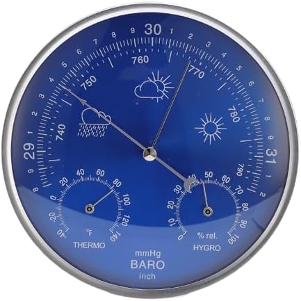 Generic Thermometer Barometer Hygrometer Accurate 3 in 1 All Season Indoor Outdoor Weather Instrument Blue 180mm for Terraces Gardens