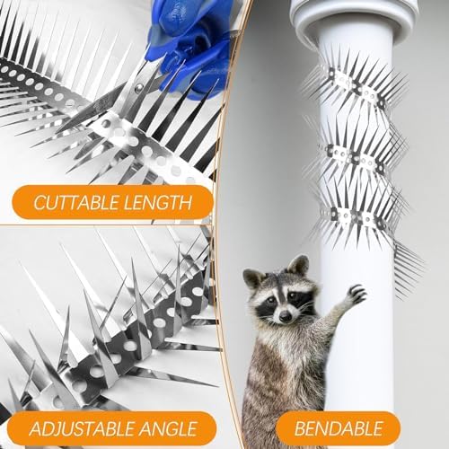 Anti-Climb Spikes for Raccoon & Bird Protection - Heavy-Duty Stainless Steel Barrier Nails for Fence, Roof, Trees | Outdoor Animal Climb Prevention (2PCS)