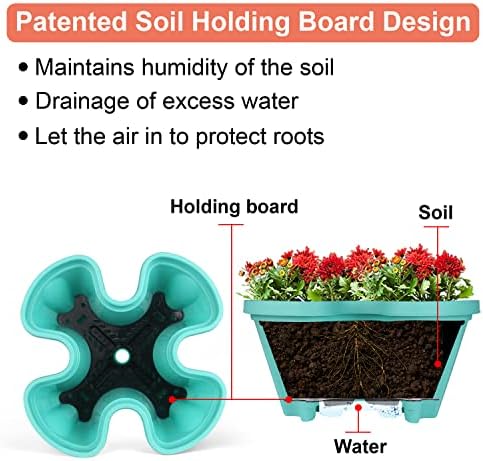 GameXcel Vertical Planter Tower - 6 Tier Stackable Garden Planters with Wheels and Tools Plant Pots for Strawberry Herb Flower and Vegetable Indoor Outdoor Use Teal 2 Pack