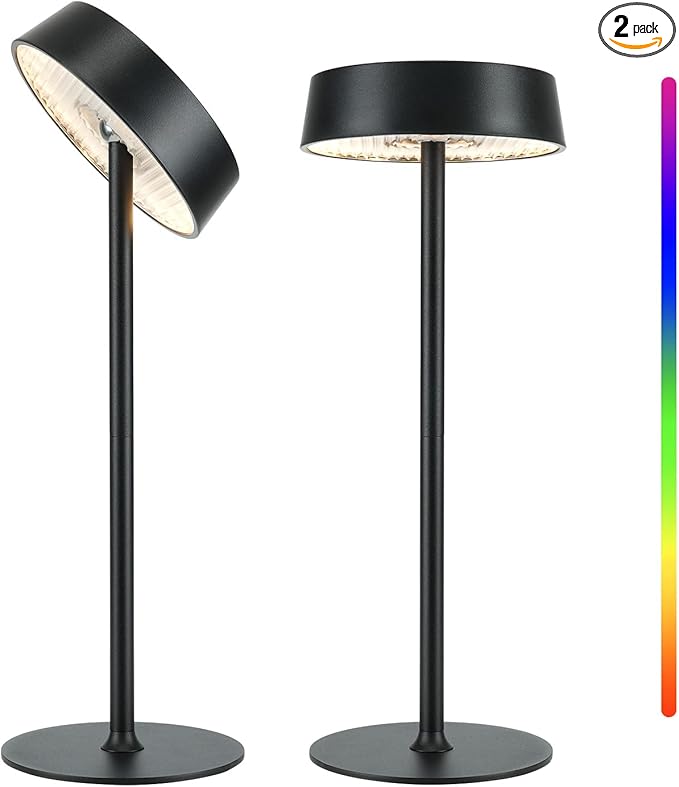 Cordless Lamp, Rechargeable Table Lamp, Battery Operated, RGB Dimmable Touch Control, 3 Color Temperatures, LED Memory Function, Portable Outdoor Waterproof Desk Lamp, Restaurant Dining Patio Kitchen