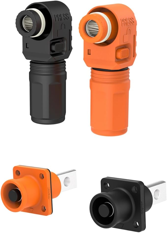 1 Set Battery Energy Storage Connector, 60A 10mm² High Current Connectors Quick Plug Terminal Orange Right Angle Plug and Socket IP67 Waterproof Power Adapter (60A, Orange)