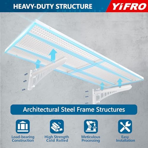 4-Pack 1.5x4ft Heavy Duty Garage Wall Shelving, 1000 lbs Load Capacity, Garage Shelving Wall Mounted, Storage Rack with Hooks, White