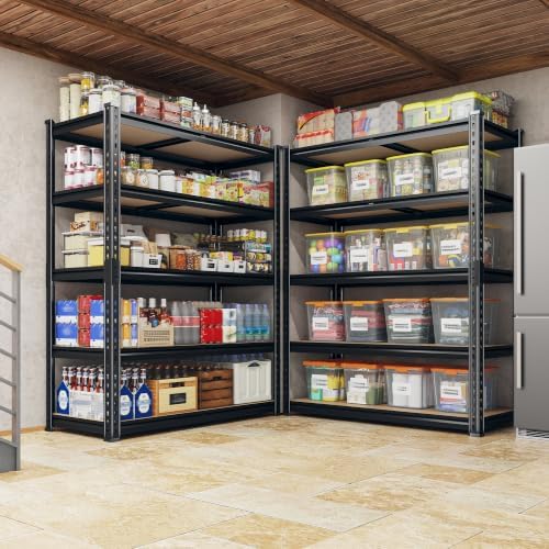 REIBII 4 Pack Garage Shelving for Warehouse, Heavy Duty Metal Shelving